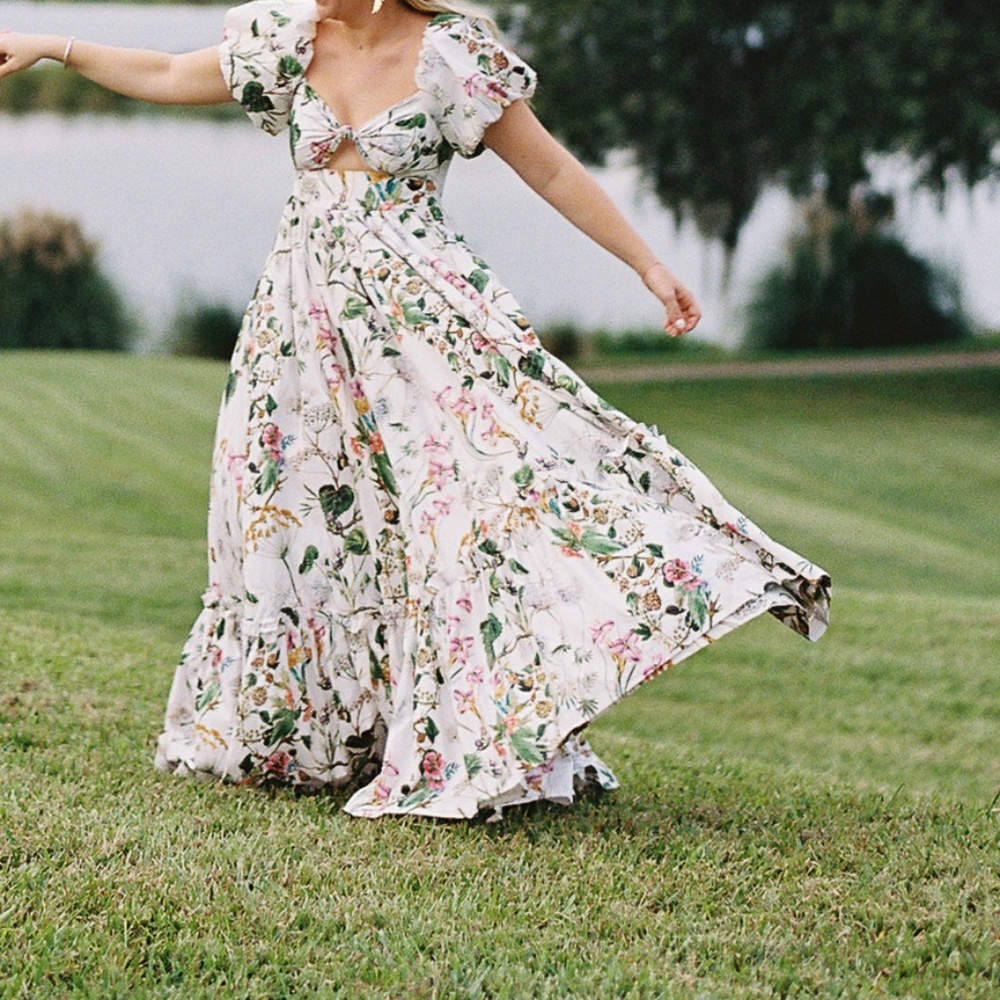 CARA CARA Payton cutout tiered floral-print cotton-poplin maxi dress size 0